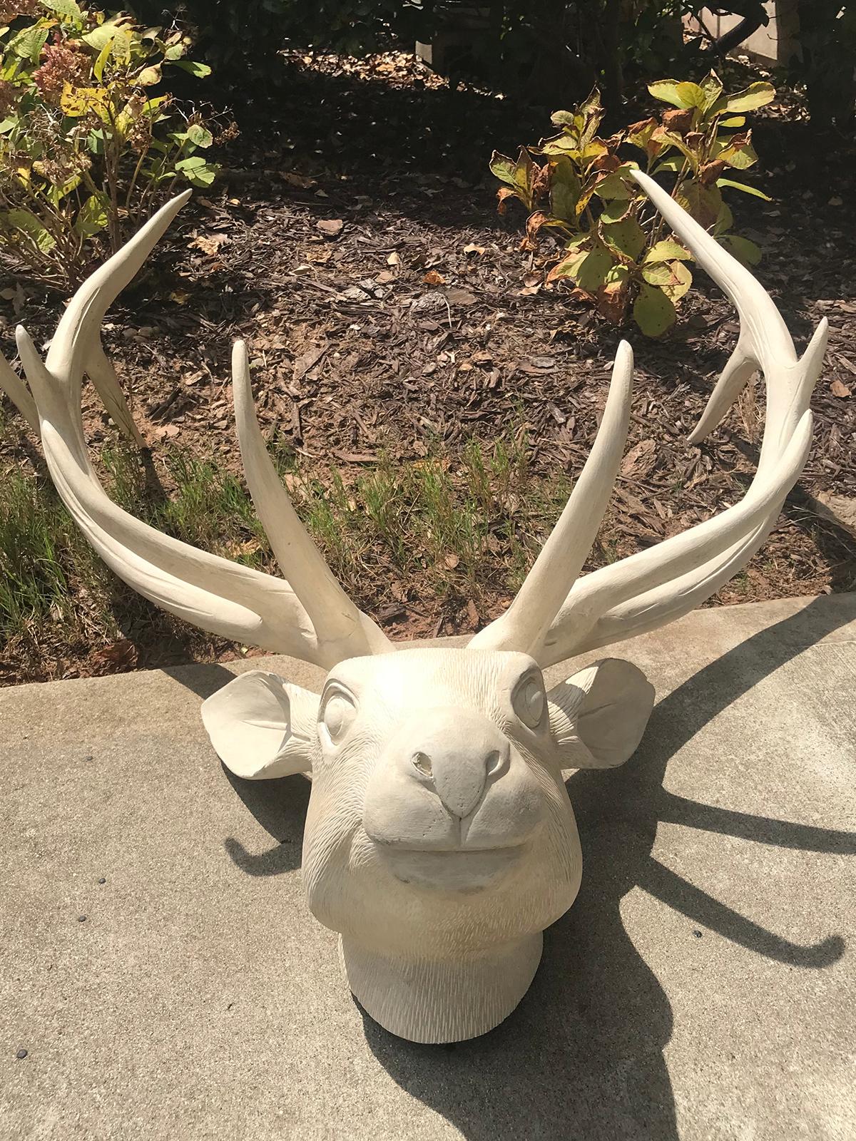 20th Century Wooden Deer Head, Beautiful Custom White Finish 7