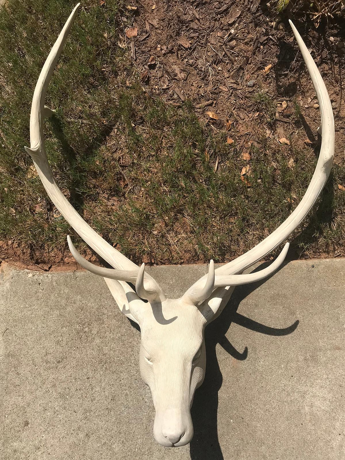 20th Century Wooden Deer Head, Beautiful Custom White Finish 8