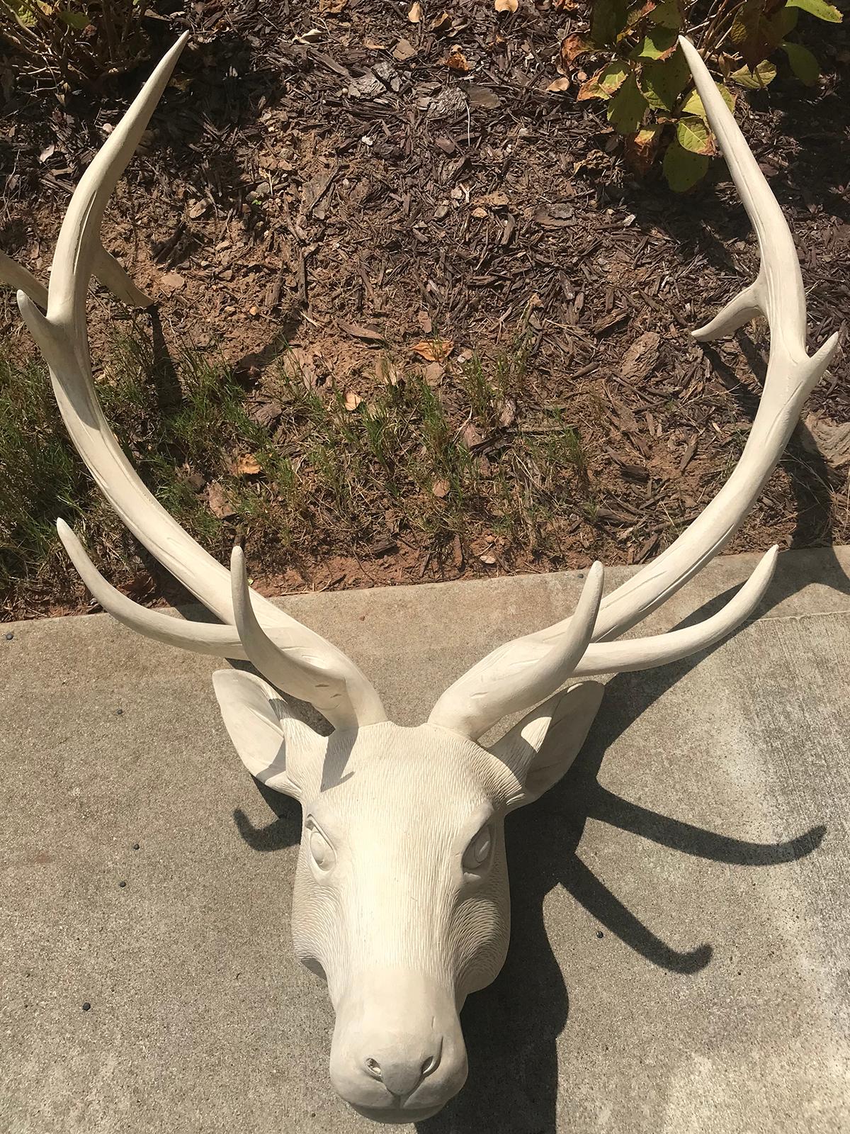 20th Century Wooden Deer Head, Beautiful Custom White Finish 9