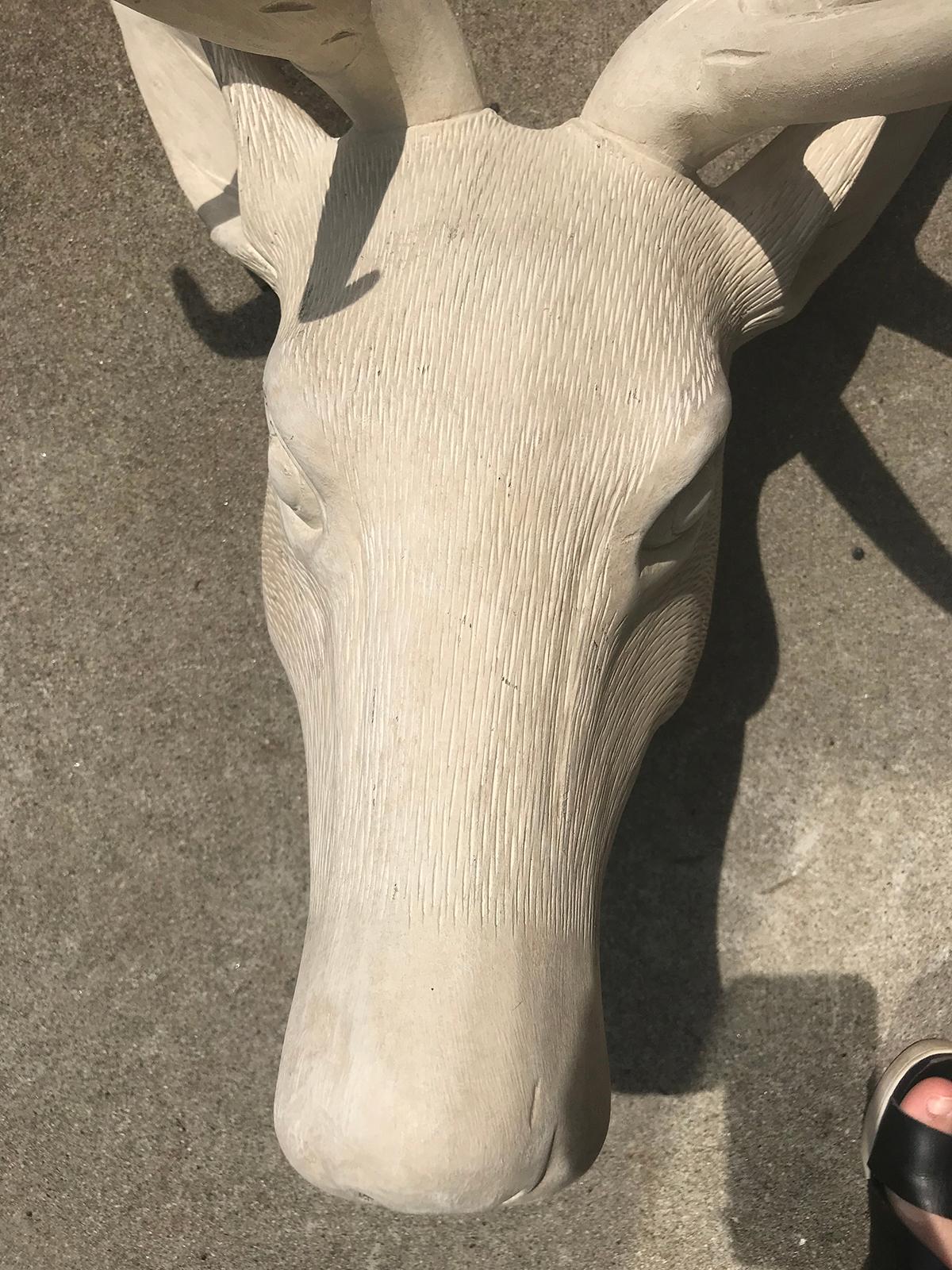 20th Century Wooden Deer Head, Beautiful Custom White Finish In Good Condition In Atlanta, GA