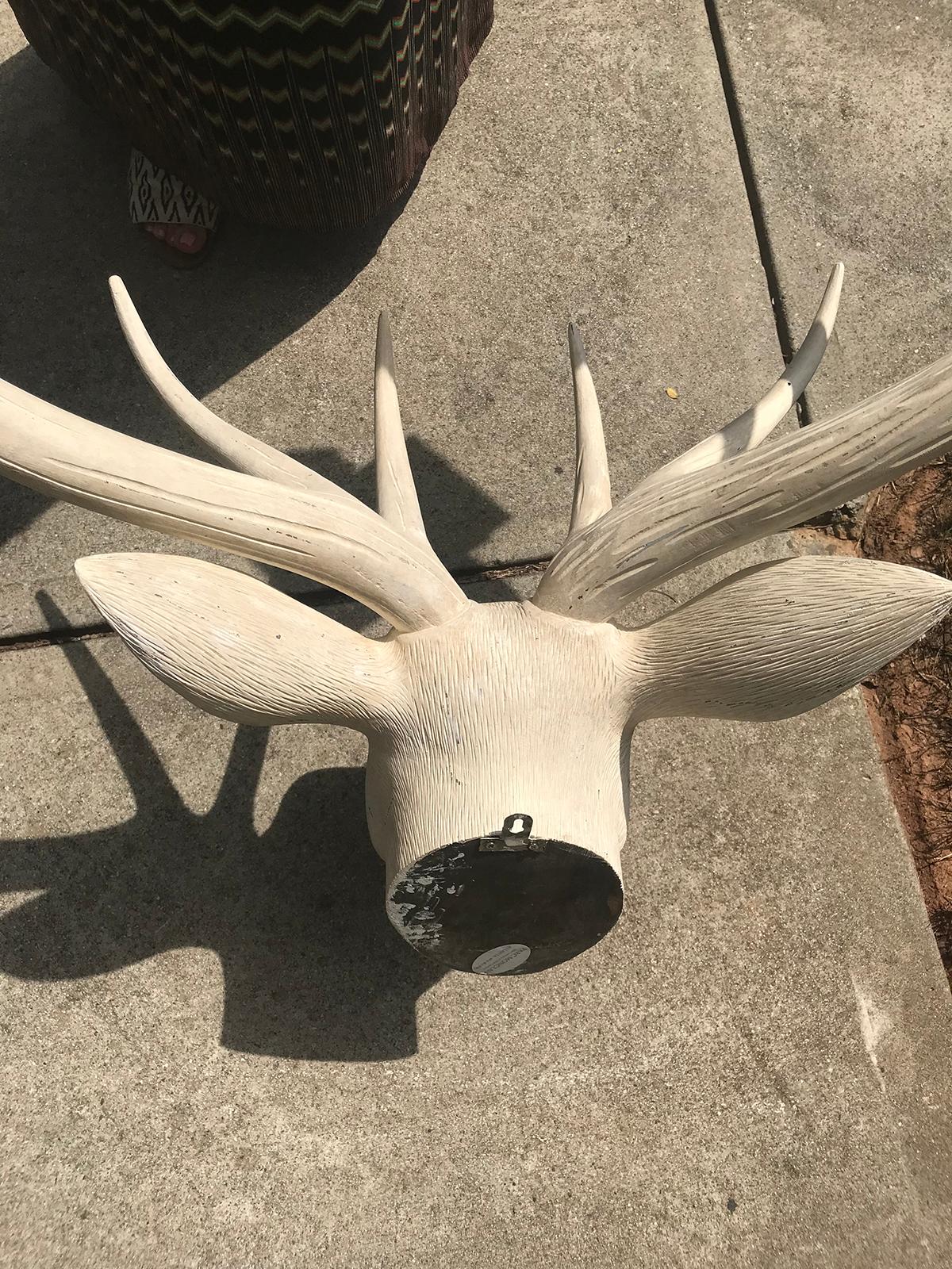 20th Century Wooden Deer Head, Beautiful Custom White Finish 5