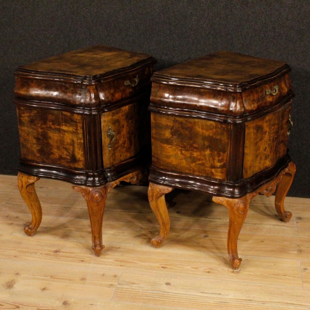 20th Century Wooden Italian Pair of Bedside Tables, 1960 7