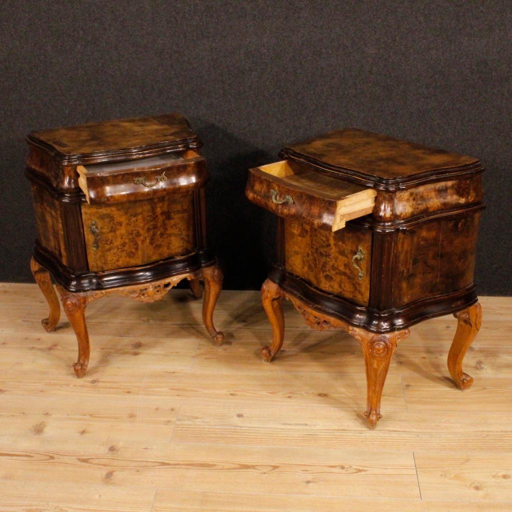 20th Century Wooden Italian Pair of Bedside Tables, 1960 In Fair Condition In Vicoforte, Piedmont