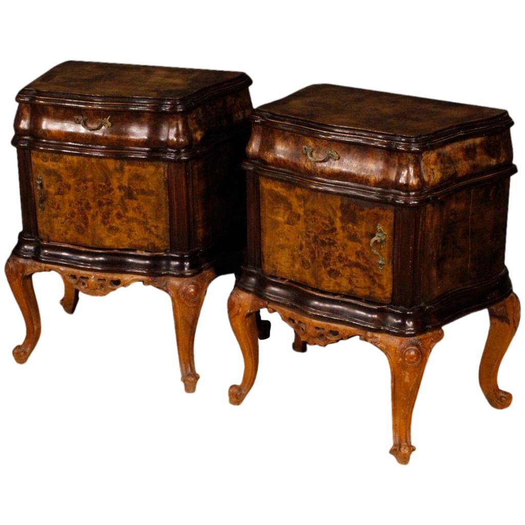 20th Century Wooden Italian Pair of Bedside Tables, 1960