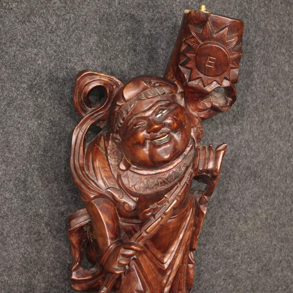 Chinese 20th Century Wooden Oriental Sculpture Character with Animal, 1960s For Sale