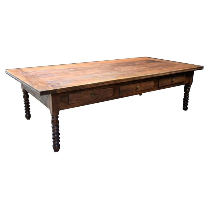20th Century Wooden Passementier Table with Drawer, France, Lyon, 1880s For Sale