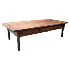 20th Century Wooden Passementier Table with Drawer, France, Lyon, 1880s