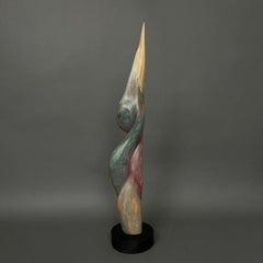 20th Century Wooden Sculpture by Calin Hentea – Woman with Bird