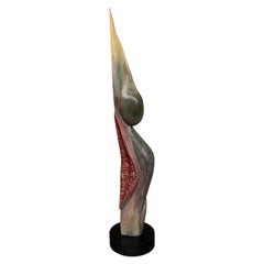 20th Century Wooden Sculpture by Calin Hentea – Woman with Bird