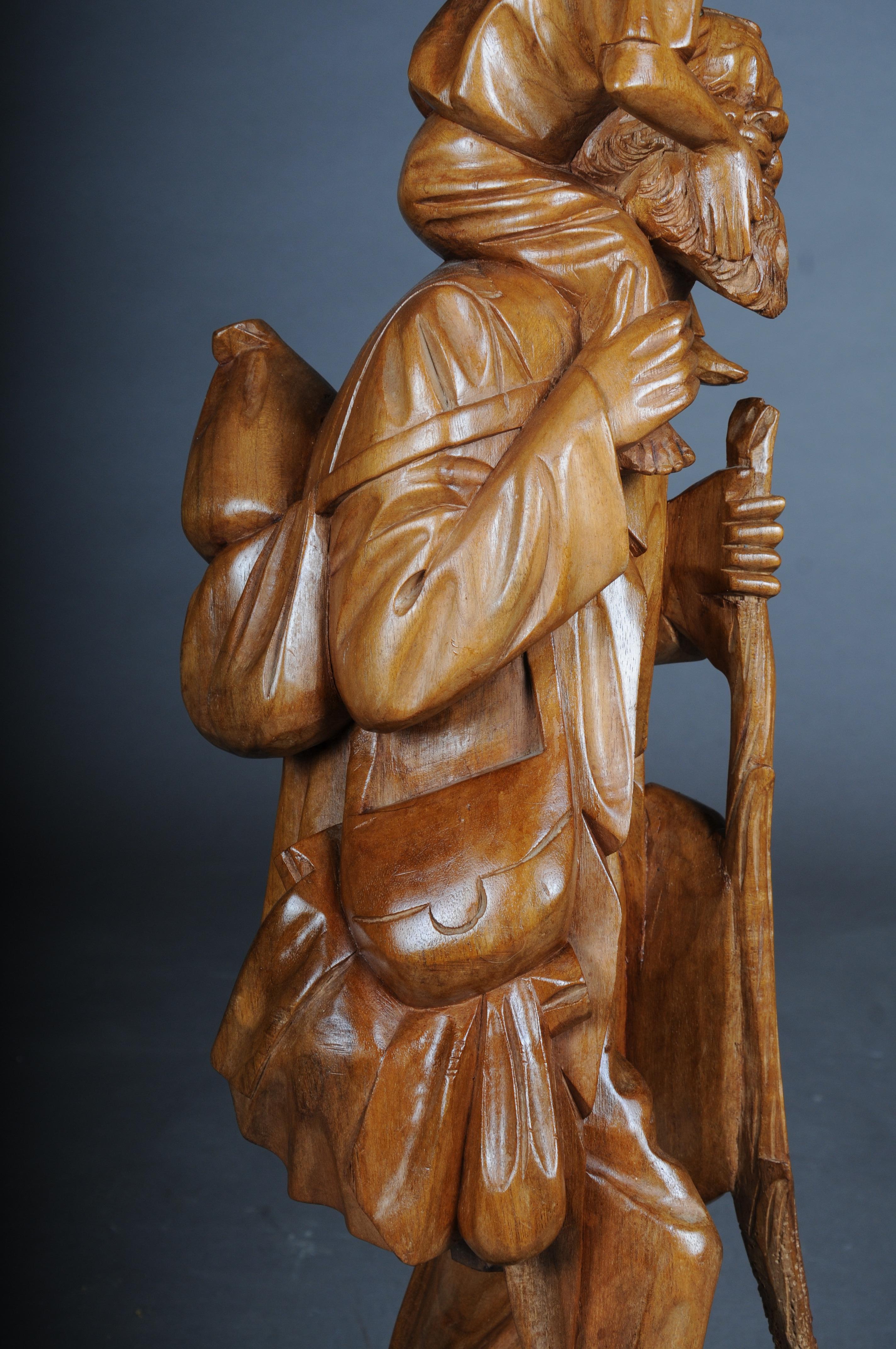 20th Century wooden sculpture Ranger with child Lime wood, South German For Sale 9