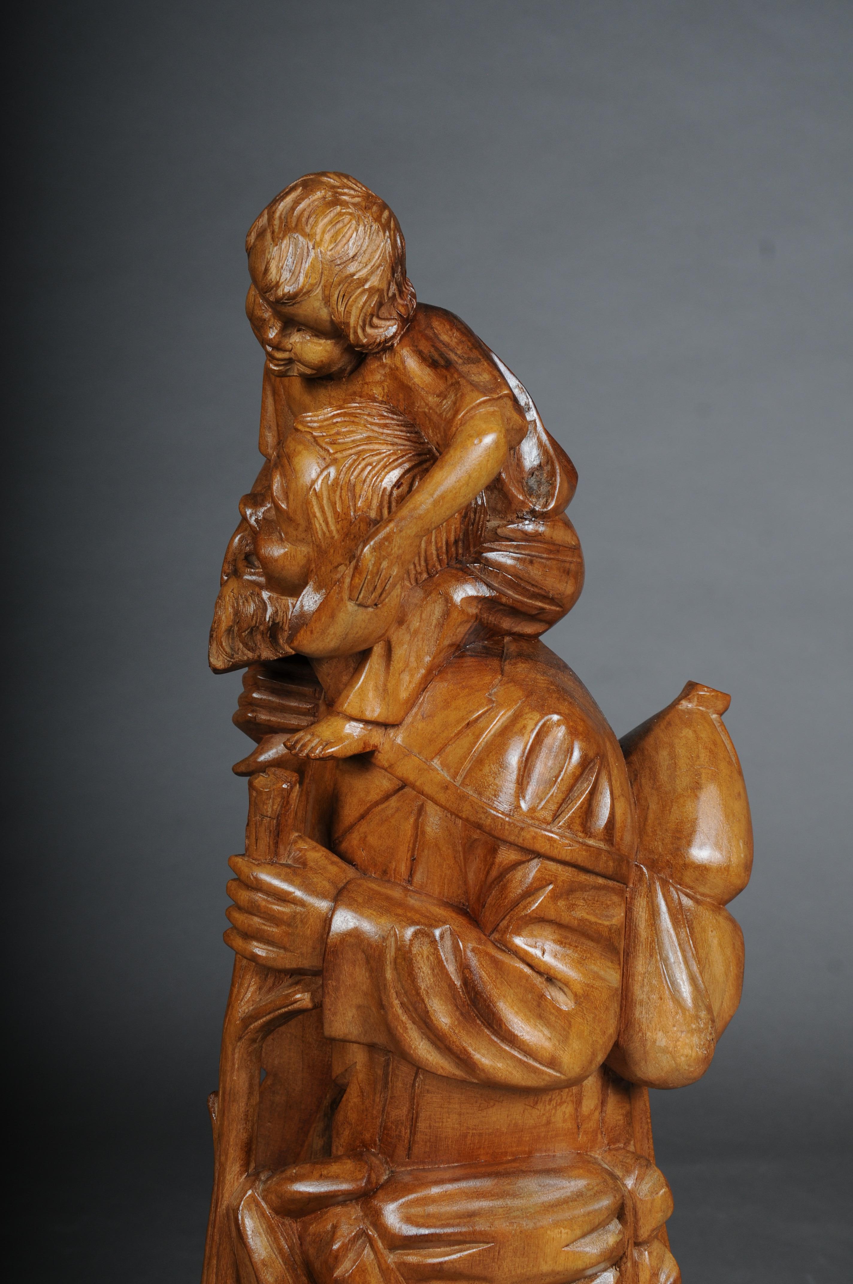 20th Century wooden sculpture Ranger with child Lime wood, South German For Sale 13
