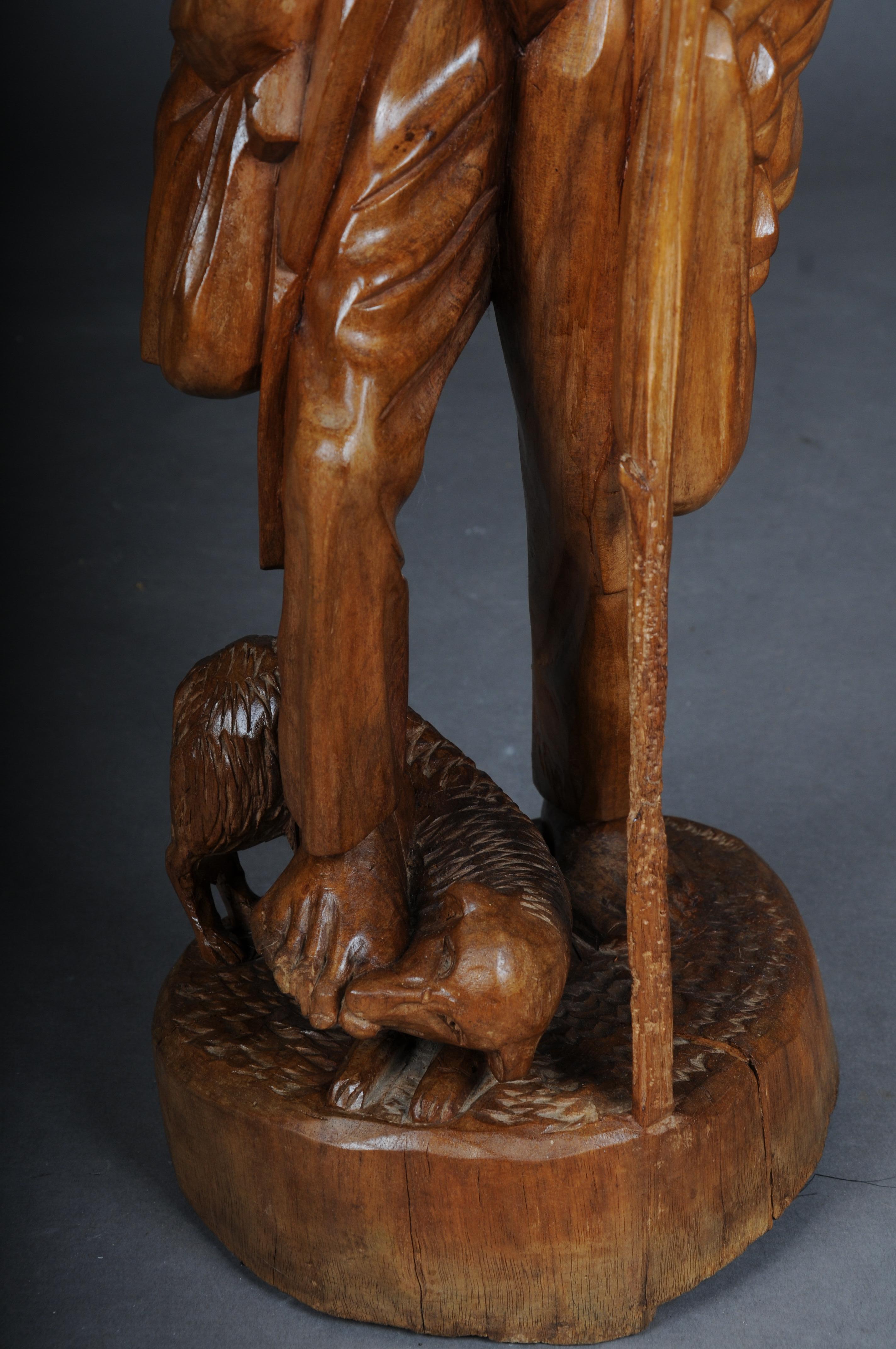 20th Century wooden sculpture Ranger with child Lime wood, South German For Sale 2