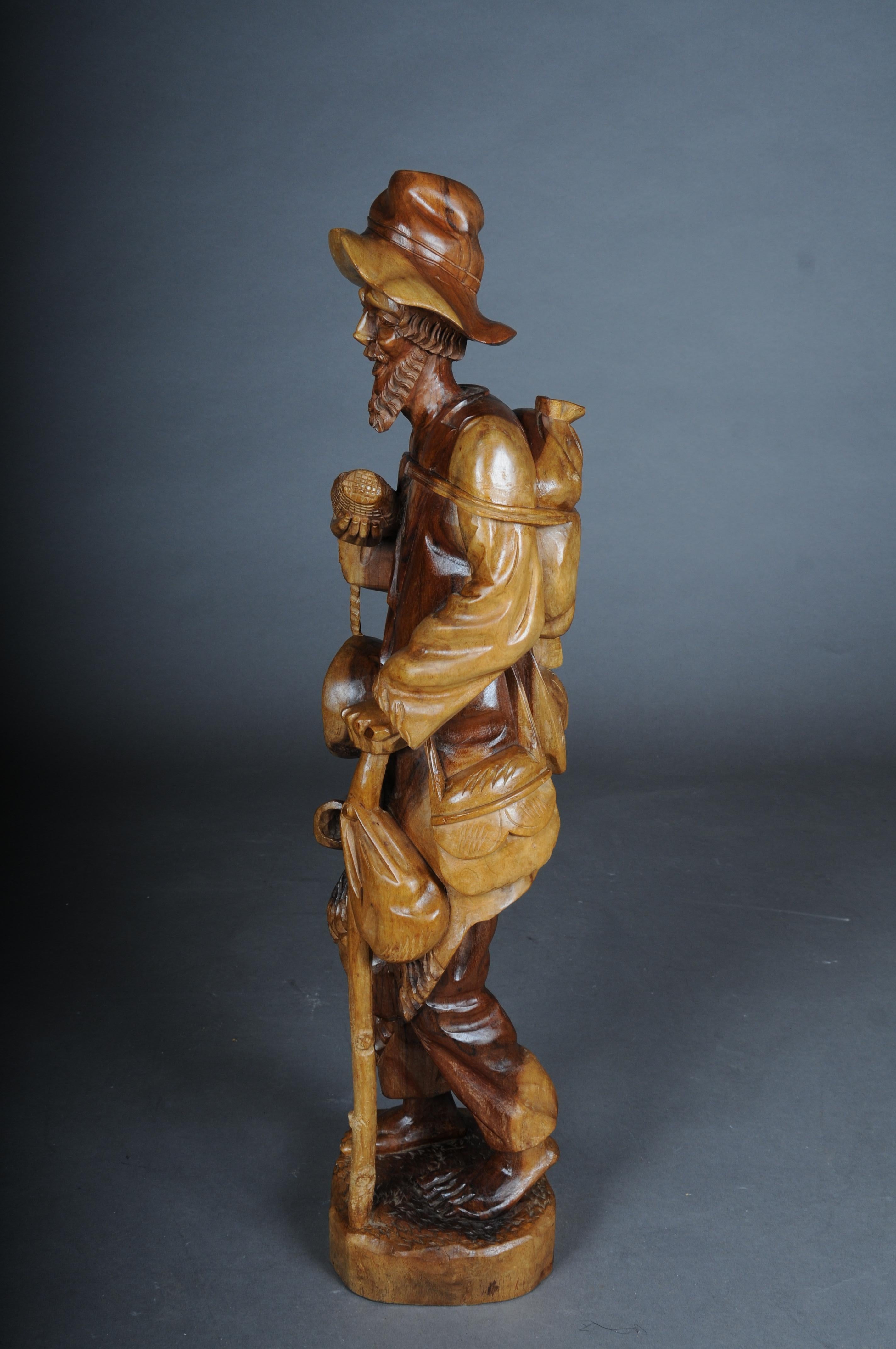 20th Century wooden sculpture Walker with corn on the cob, South German For Sale 10