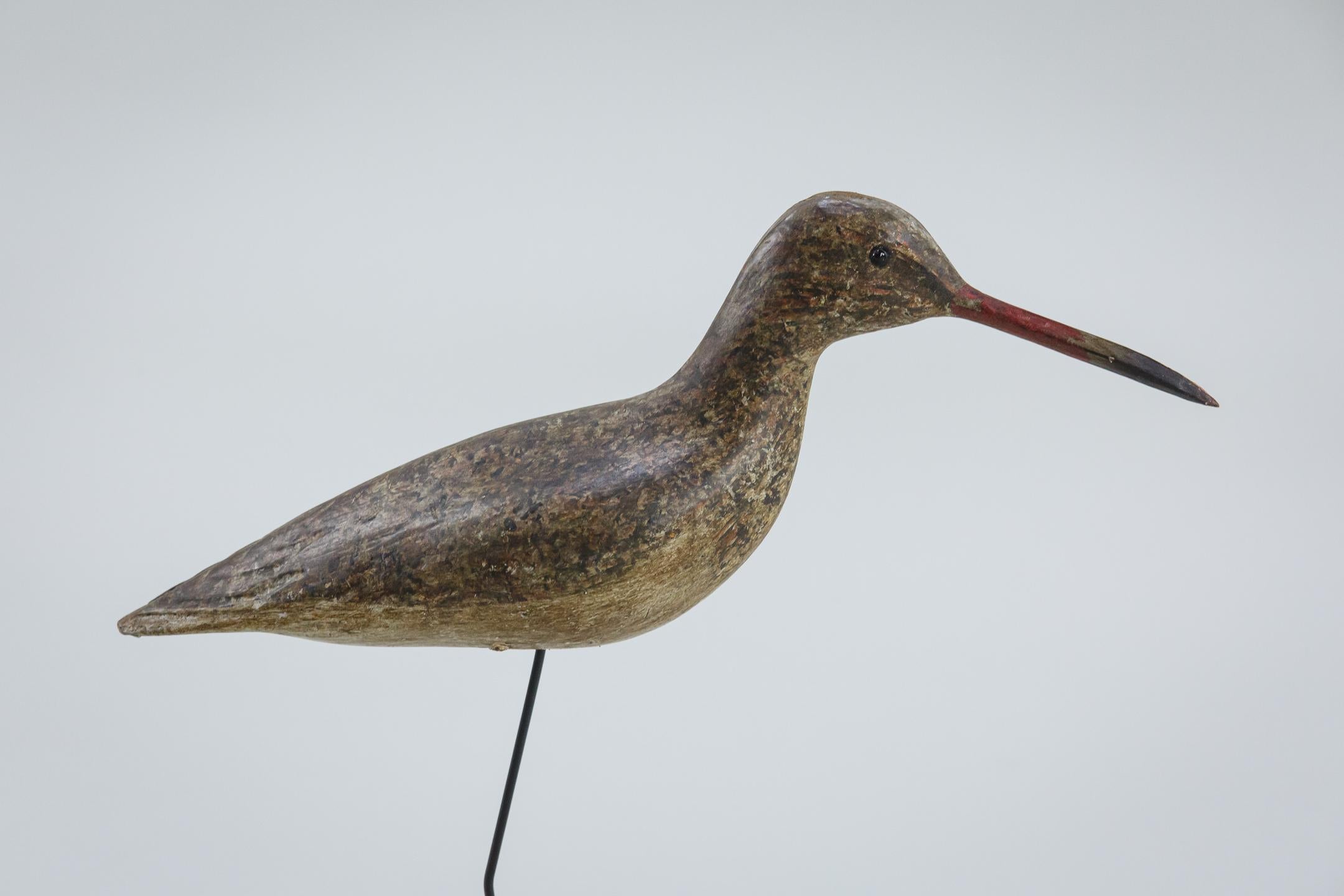 Carved, painted working shorebird decoy. First layer original paint, Baie de Somme France, Circa 1950.