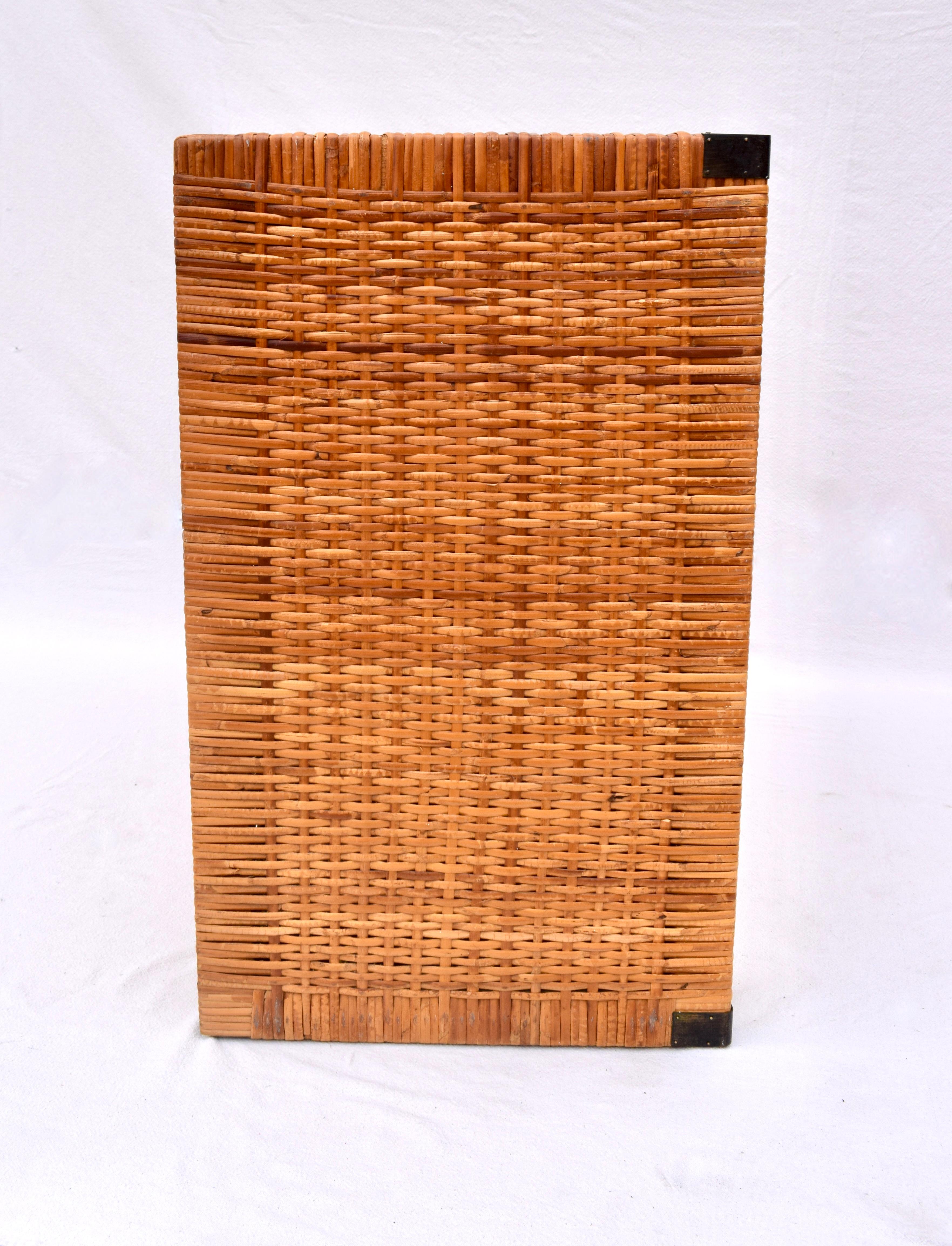 Late 20th Century Vintage Coastal Woven Rattan Campaign Chest of Drawers 5