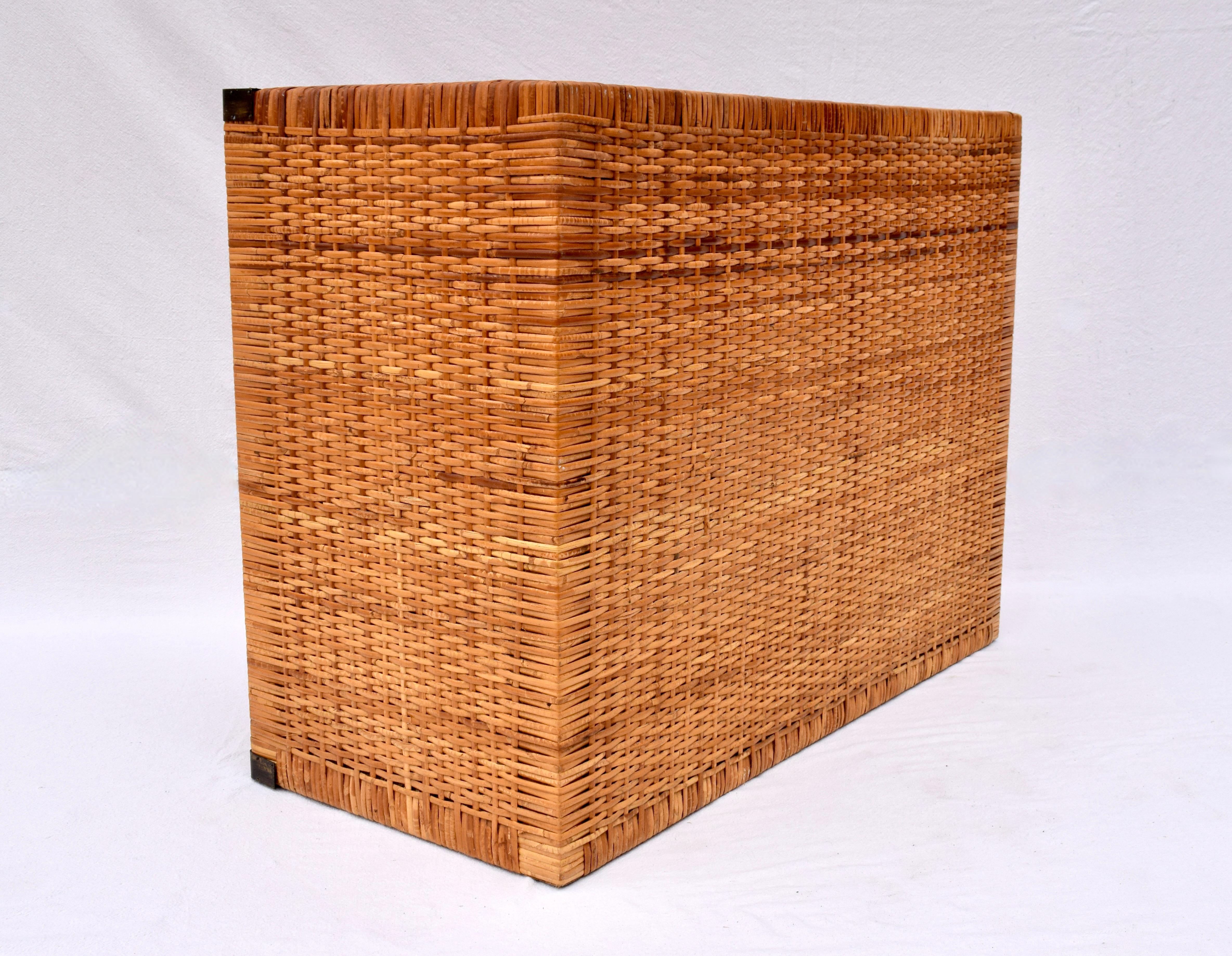 Late 20th Century Vintage Coastal Woven Rattan Campaign Chest of Drawers 2