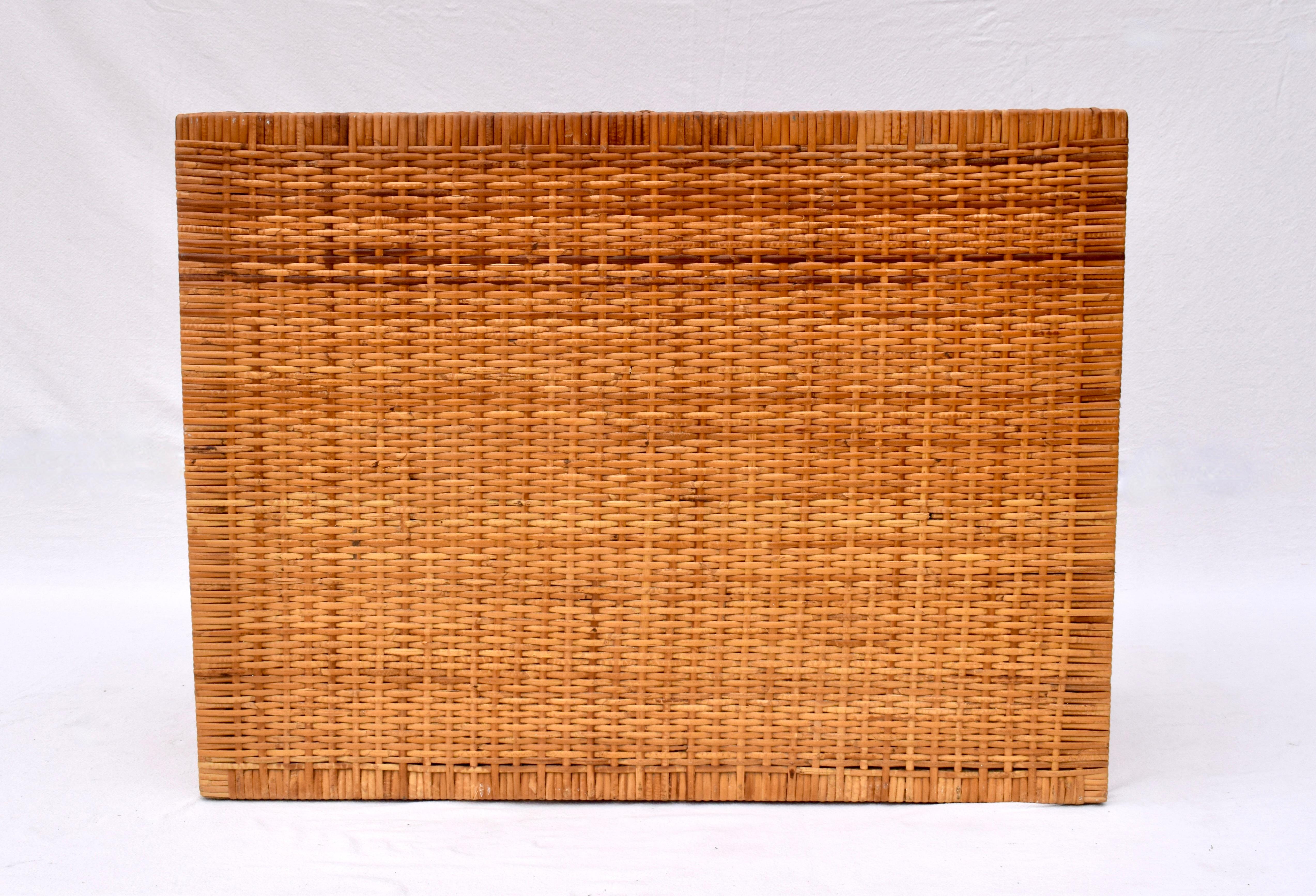 Late 20th Century Vintage Coastal Woven Rattan Campaign Chest of Drawers 3