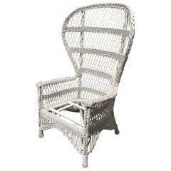 20. Jahrhundert geflochtene Wicker Wingback Peacock Stuhl