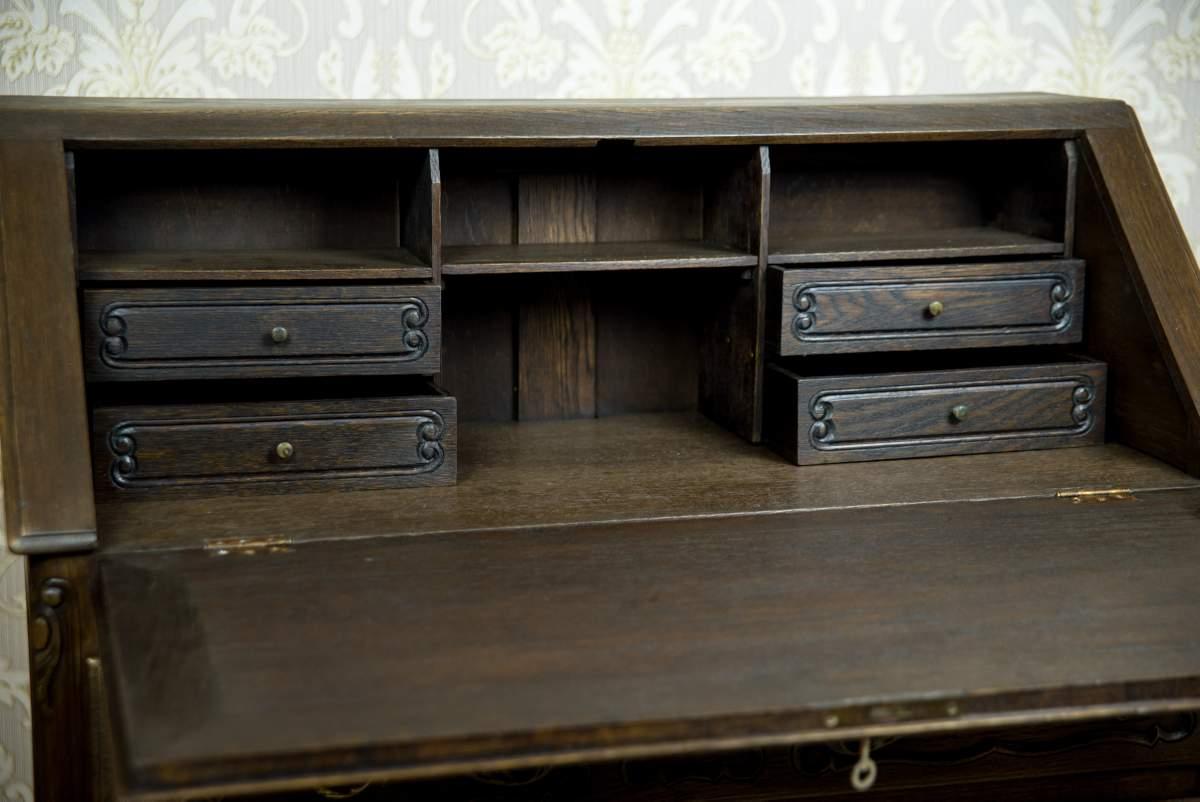 Scrittoio Rococò Revival in Oak marrone, inizio XX secolo In condizioni buone in vendita a Opole, PL