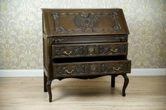 Rococo Revival Oak Writing Desk in Brown, Early 20th Century