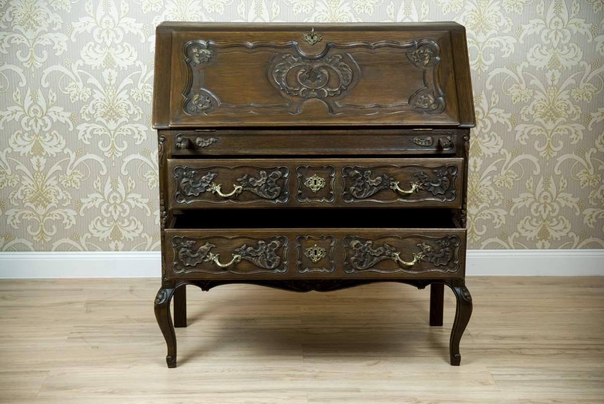 Neorococò Scrittoio Rococò Revival in Oak marrone, inizio XX secolo in vendita