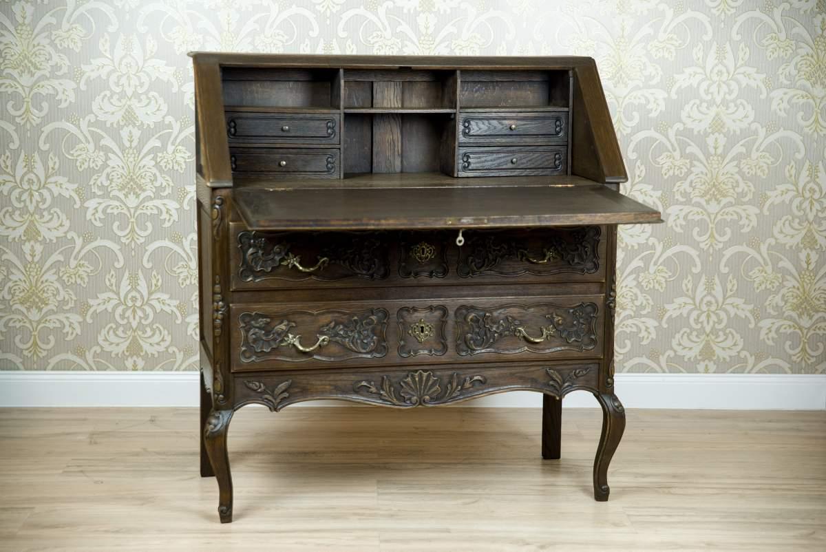 Europeo Scrittoio Rococò Revival in Oak marrone, inizio XX secolo in vendita