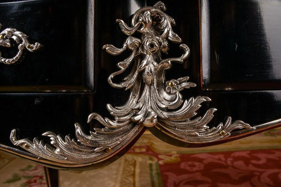20. Jahrhundert Schreibtisch Louis XV Piano-Schwarz Bureau Plat im Angebot 5