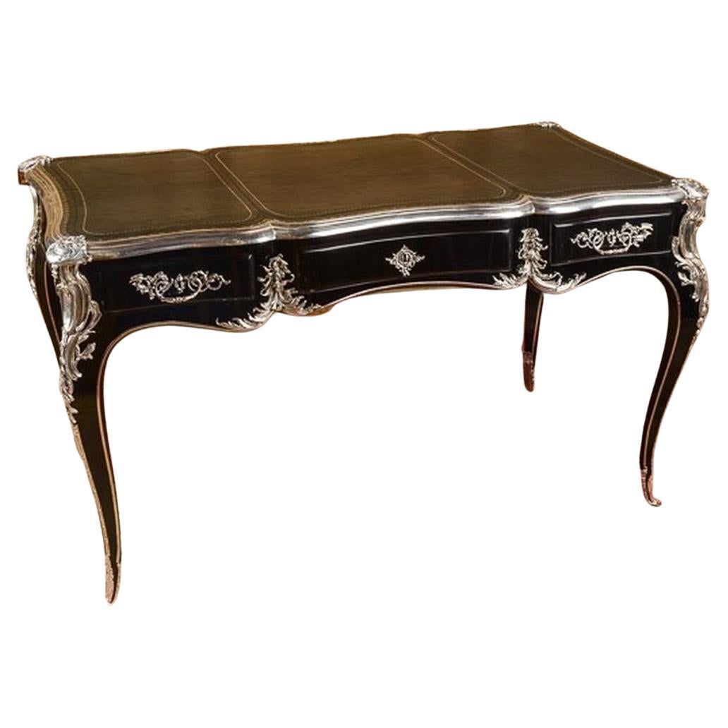 20th Century writing Desk Louis XV Piano-Black Bureau Plat For Sale