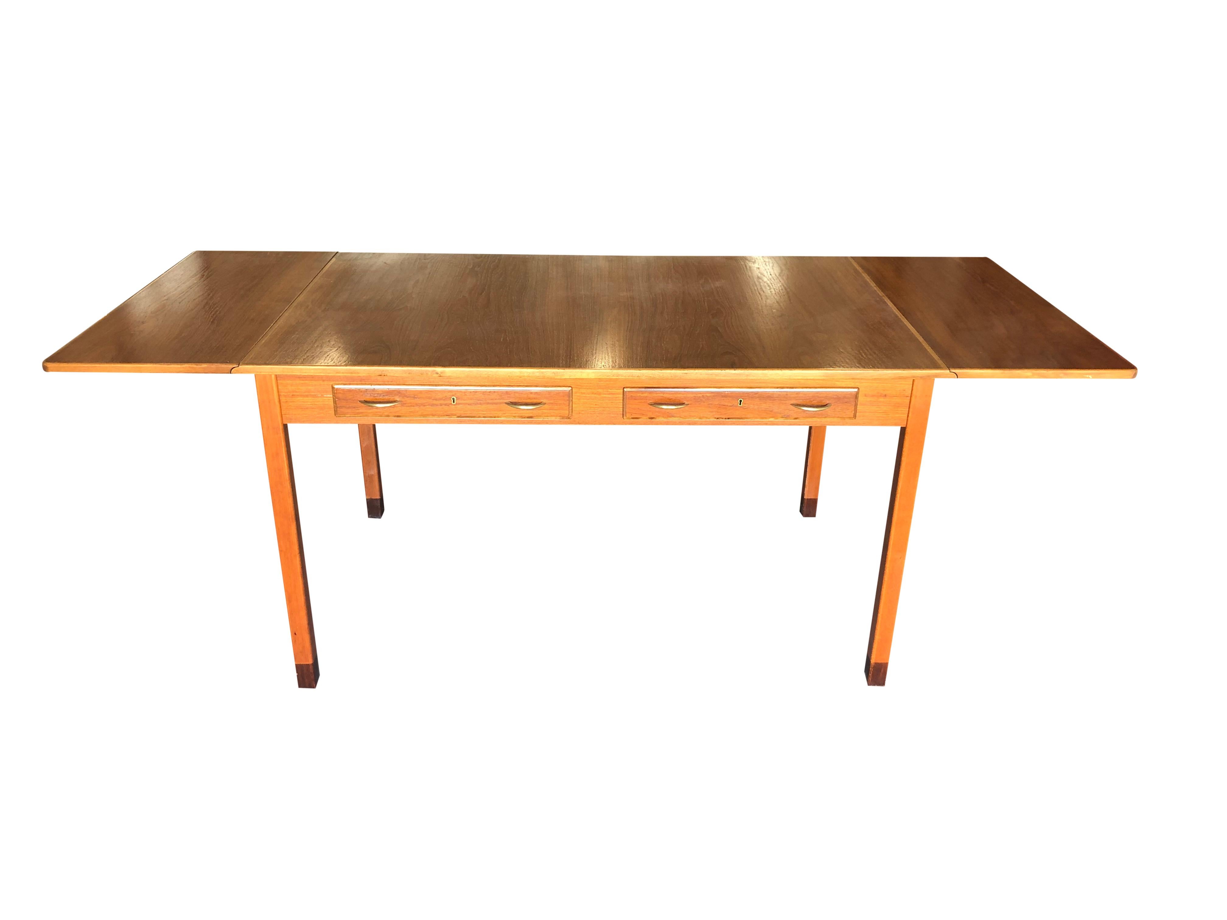 20th Century Swedish Teakwood Writing Table - Vintage Office Desk by David Rosén In Good Condition For Sale In West Palm Beach, FL