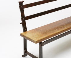 20th Century Wrought Iron and Wood Bench