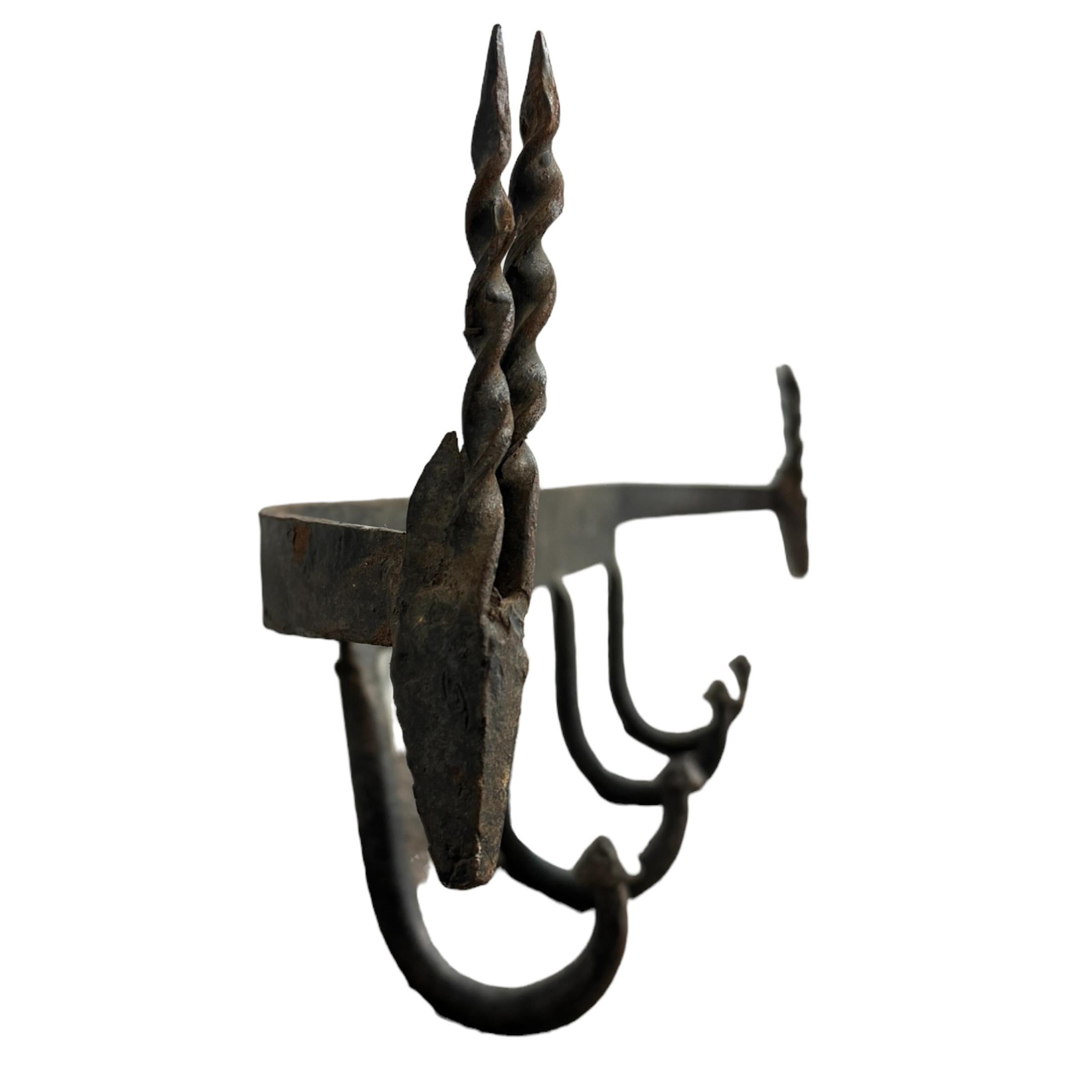 20th Century Wrought-Iron Antelope Coat or Hat Rack In Good Condition In Chicago, IL