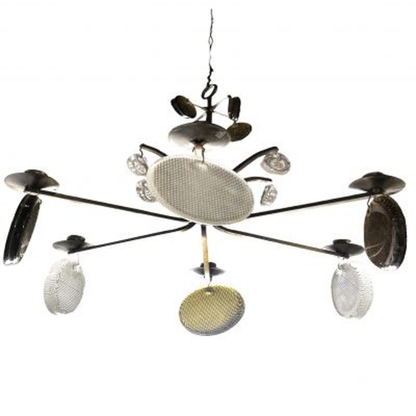 Mid-Century Modern Chandelier de suspension en fer forgé suédois du 20ème siècle, signé Erik Hoeglund en vente