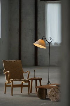 20th-Century, Wrought Iron Floor Lamp with Swirl Detail, Danish Art Deco