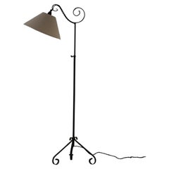 20th-Century, Wrought Iron Floor Lamp with Swirl Detail, Danish Art Deco