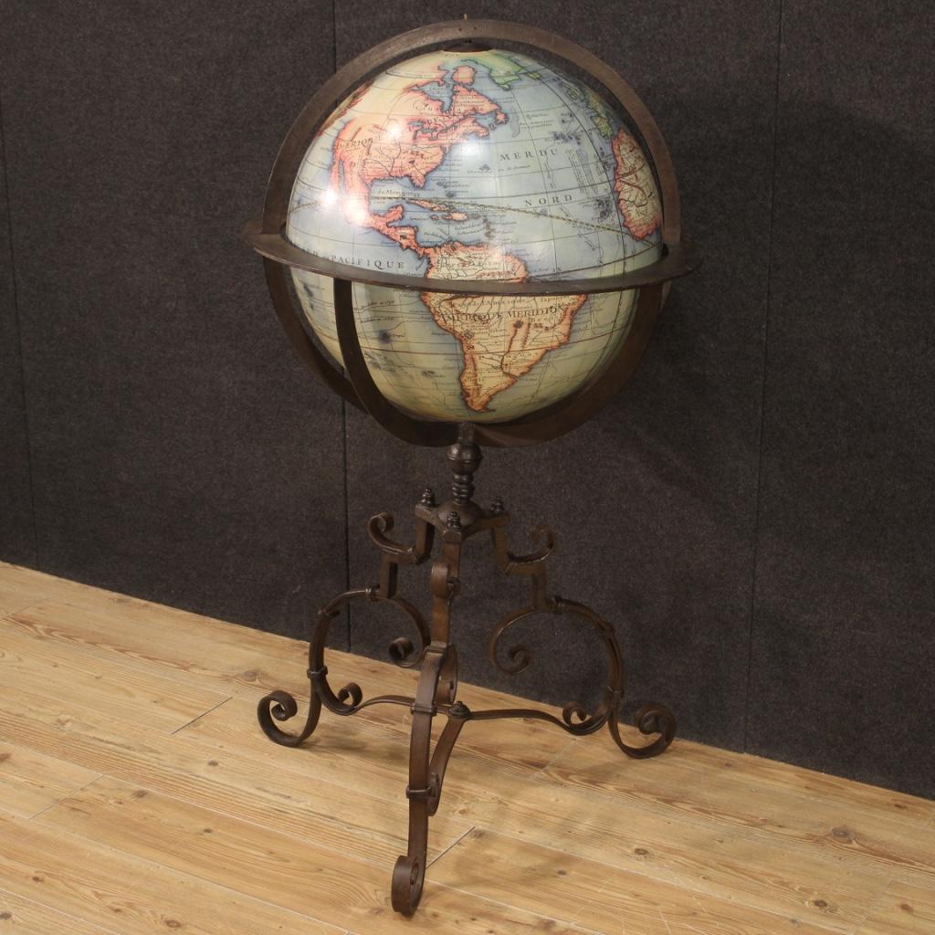 20th Century Wrought Iron Italian Globe, 1960 In Good Condition In Vicoforte, Piedmont