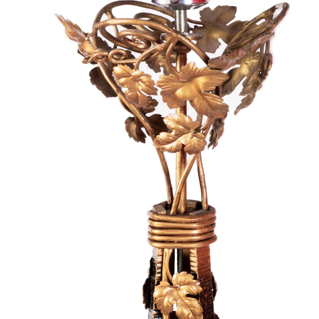 20th Century Wrought Metal Floor Lamp with Gilded Ivy, Ecole De Nancy, 1900 For Sale 1