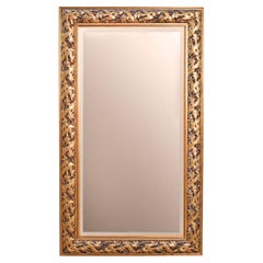 20th century XL mirror with floral motifs on wooden frame