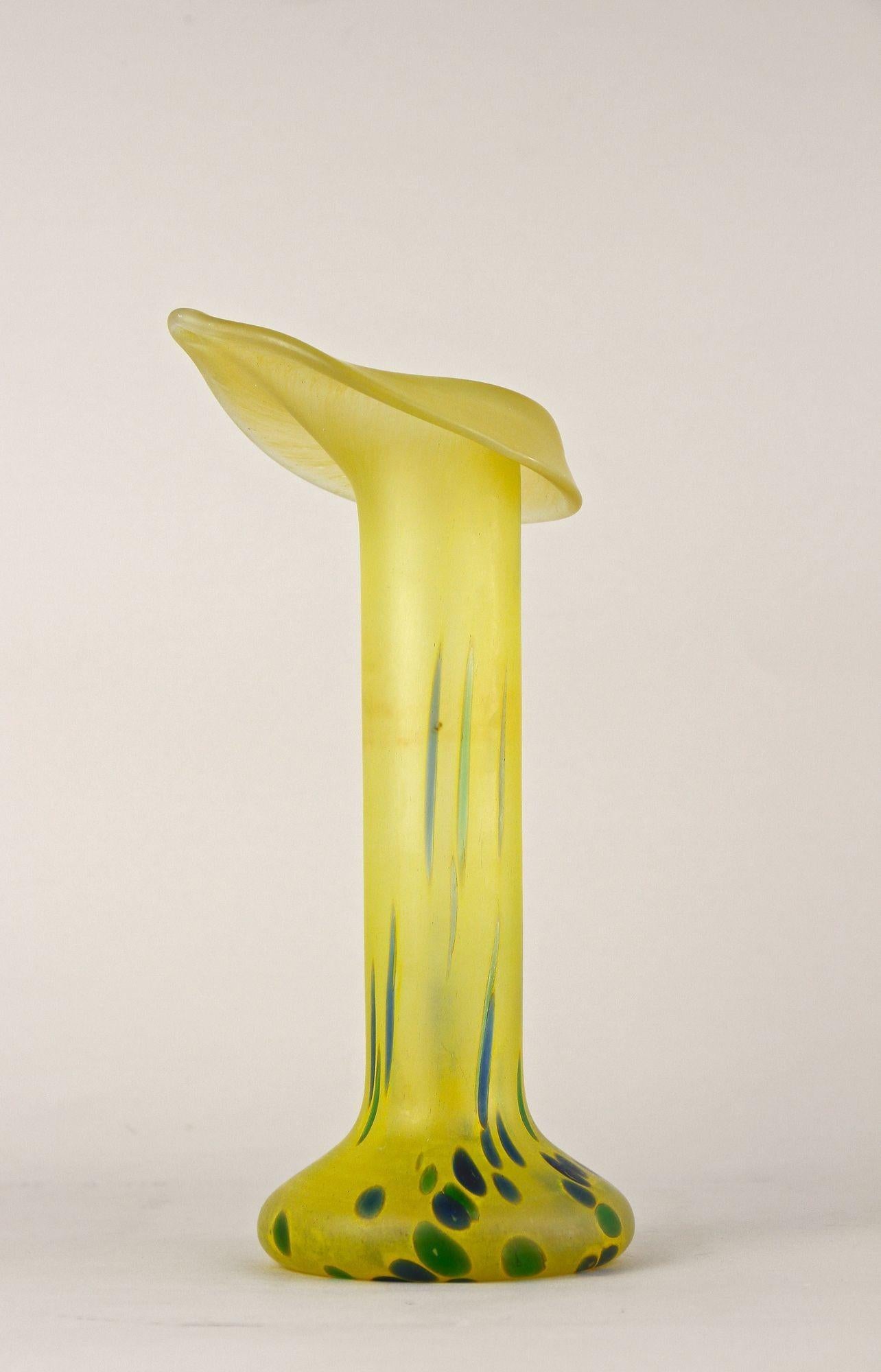 Vaso Art Nouveau giallo del XX secolo, vetro boemo, CZ 1910 ca. in vendita 4
