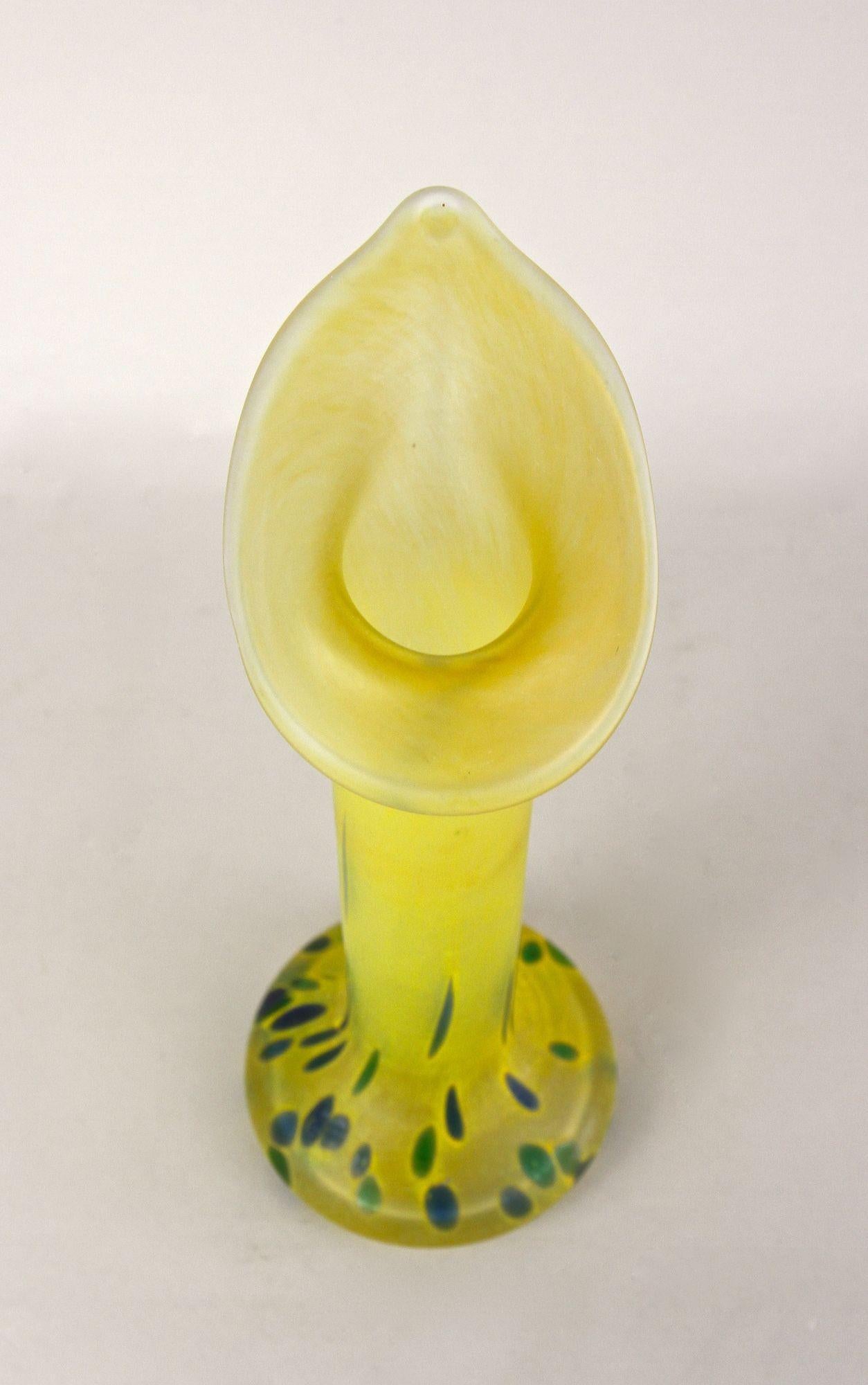 Vaso Art Nouveau giallo del XX secolo, vetro boemo, CZ 1910 ca. in vendita 11