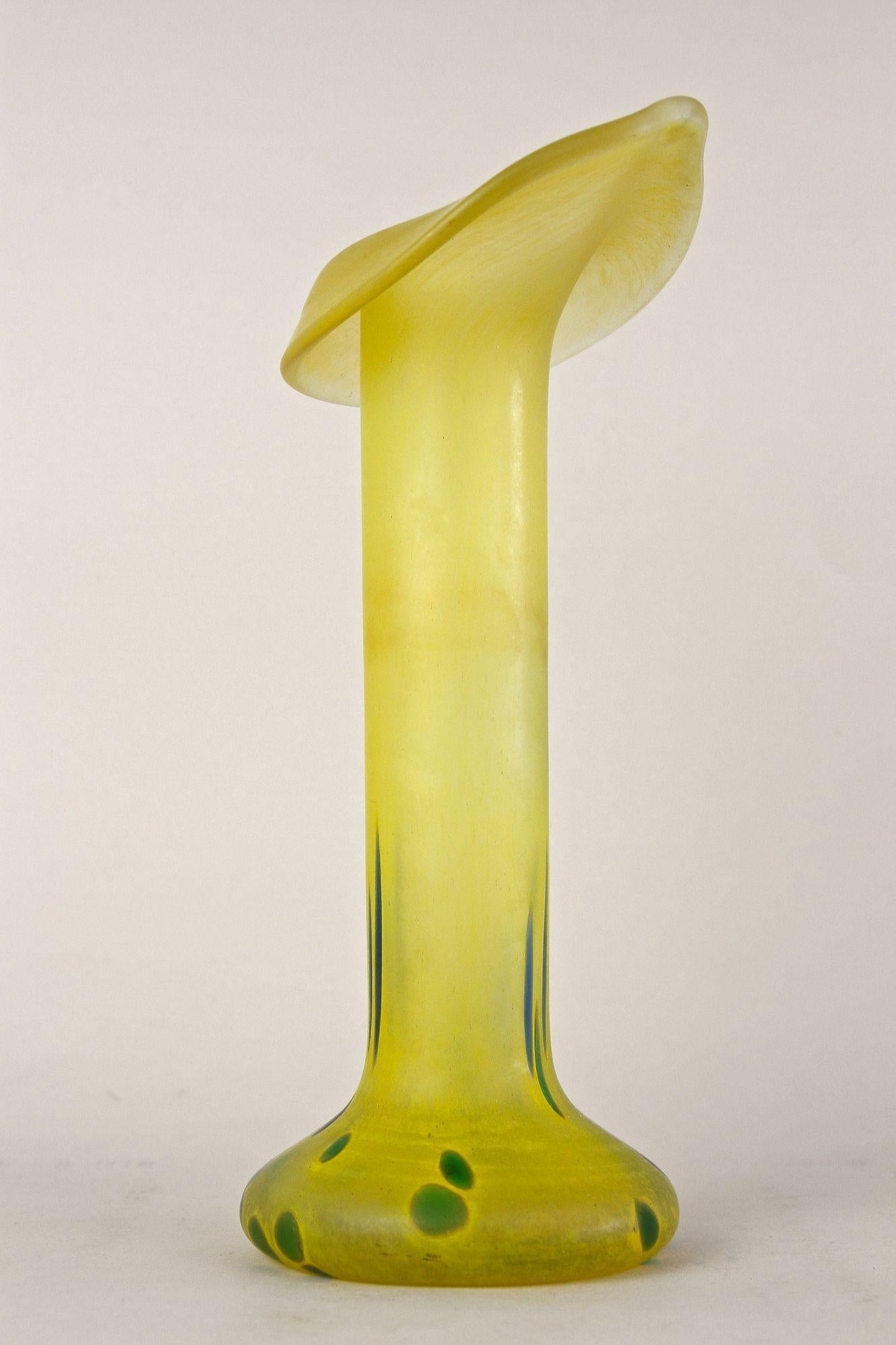 Vaso Art Nouveau giallo del XX secolo, vetro boemo, CZ 1910 ca. in vendita 2