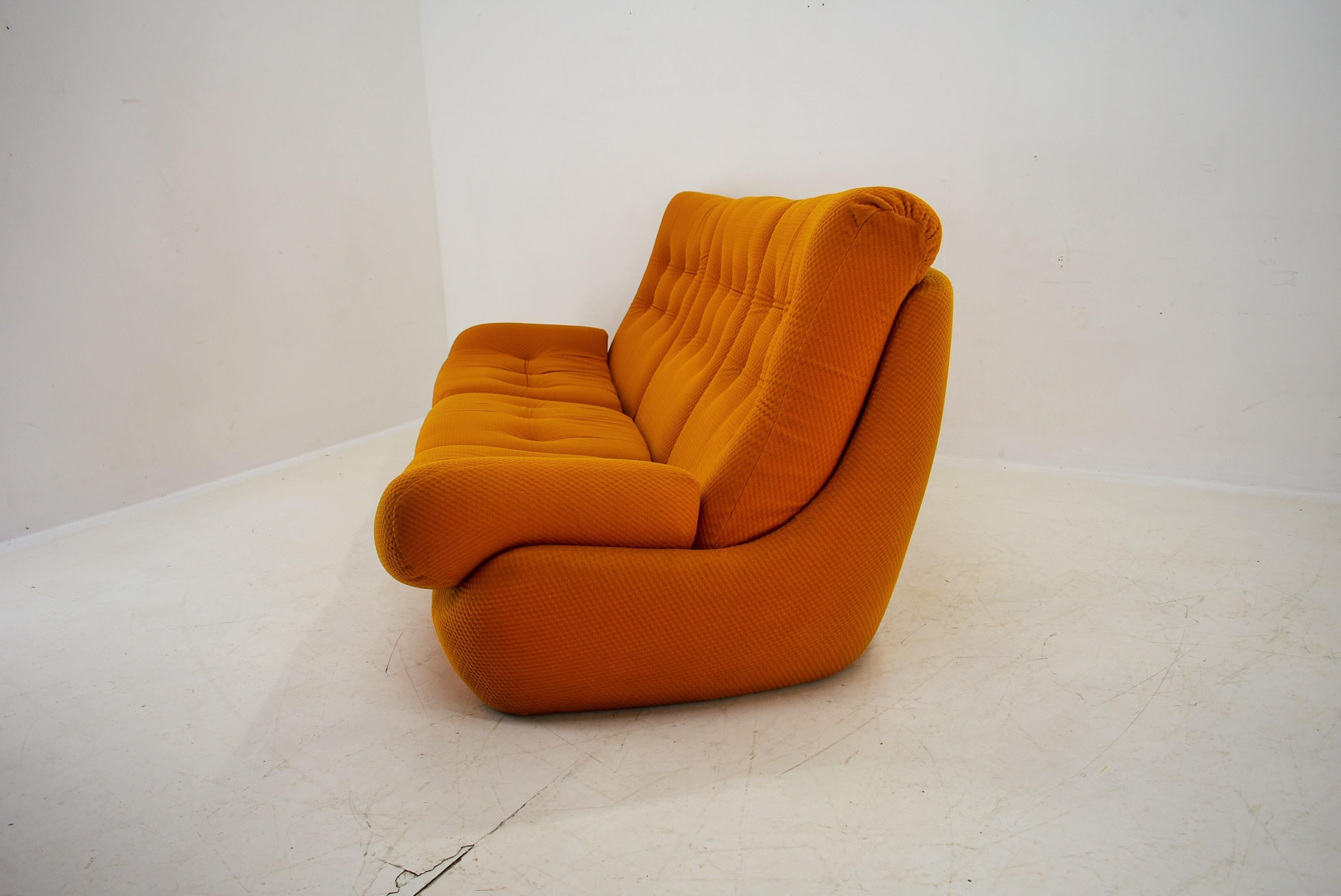 Czech 20th Century , Yellow Atlantis Three seats Sofa, 1960s For Sale
