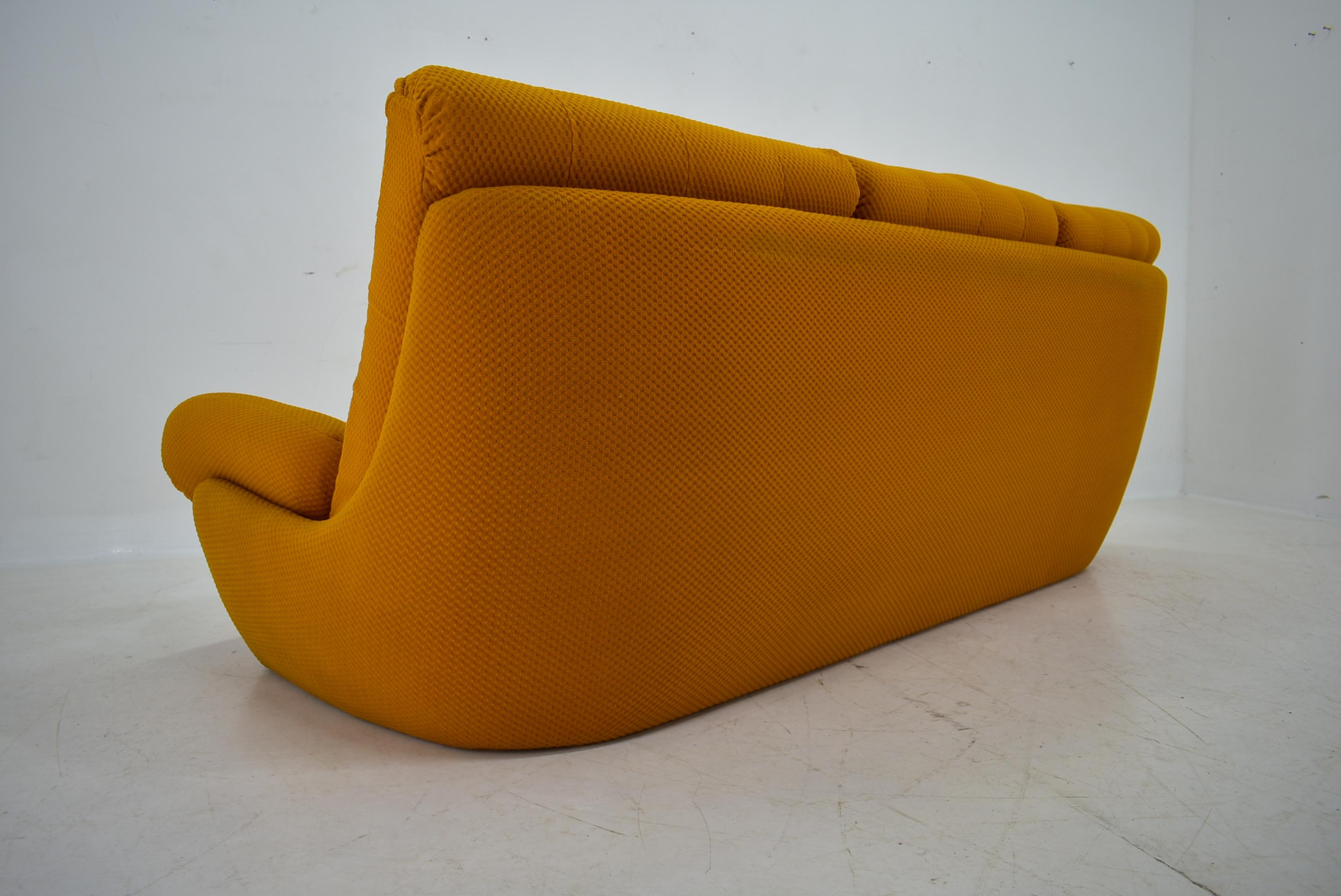 Hand-Crafted 20th Century , Yellow Atlantis Three seats Sofa, 1960s