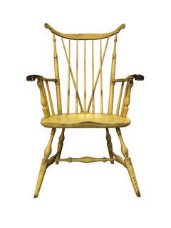 chaise Windsor jaune à dos en éventail du 20e siècle par Bill Wallick