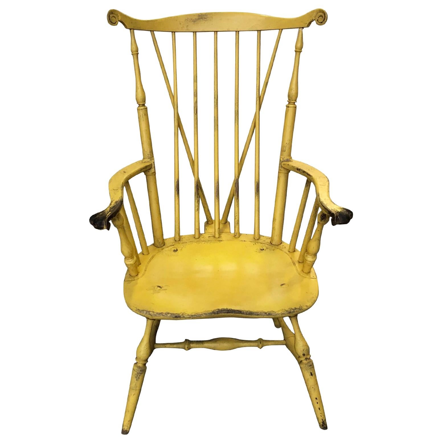 20th Century Yellow Fanback Windsor Chair by Bill Wallick