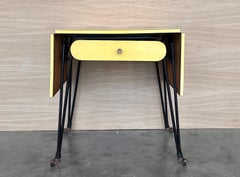 20th Century Yellow Formica children's school desk with two leaves
