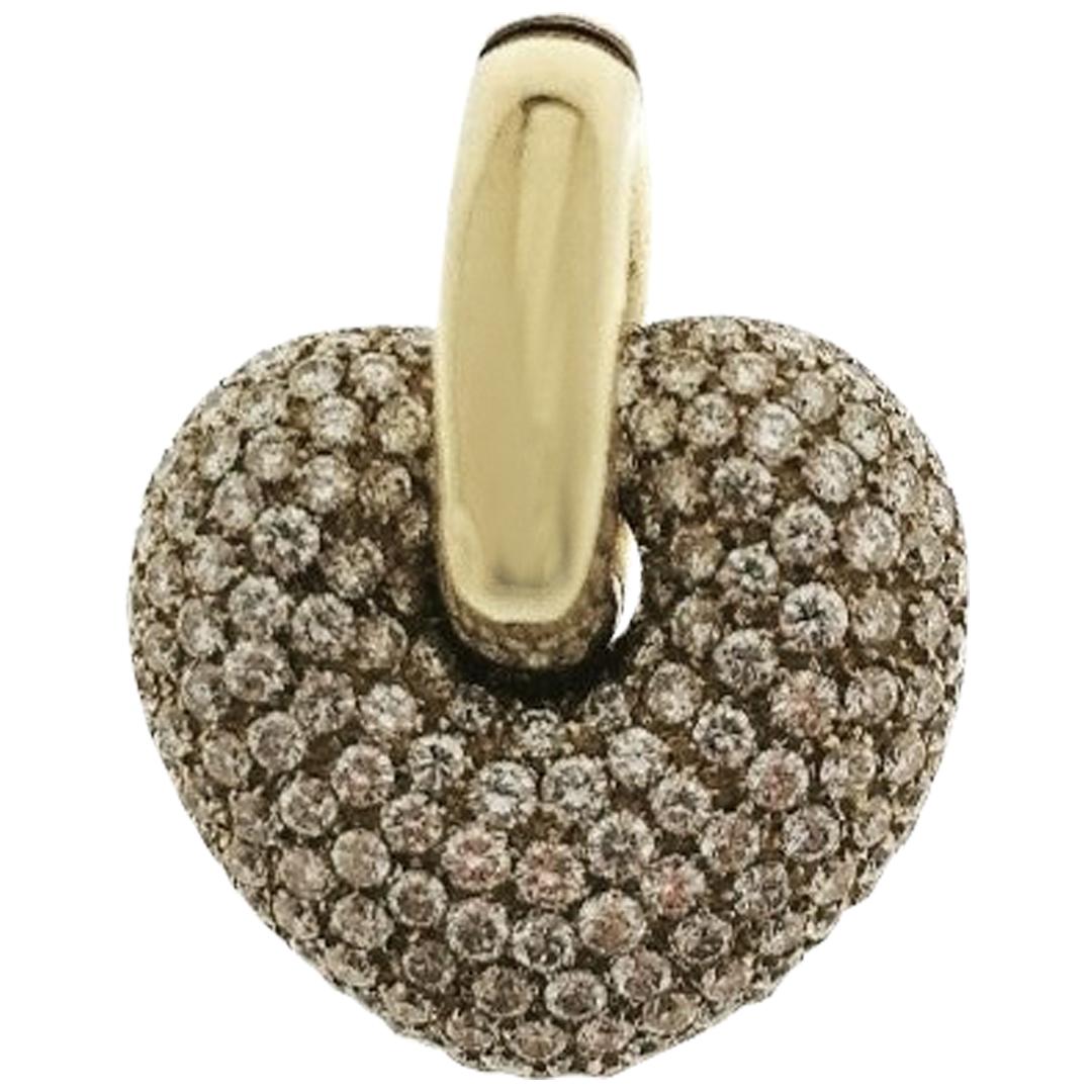 20th Century Yellow Gold and Diamond Heart Pendant For Sale