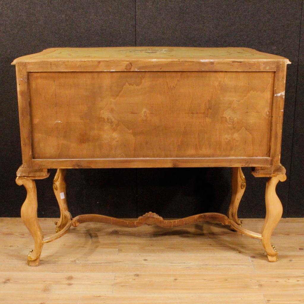20th Century Yellow Lacquered, Painted, Gilt Wood Venetian Sideboard, 1950 7