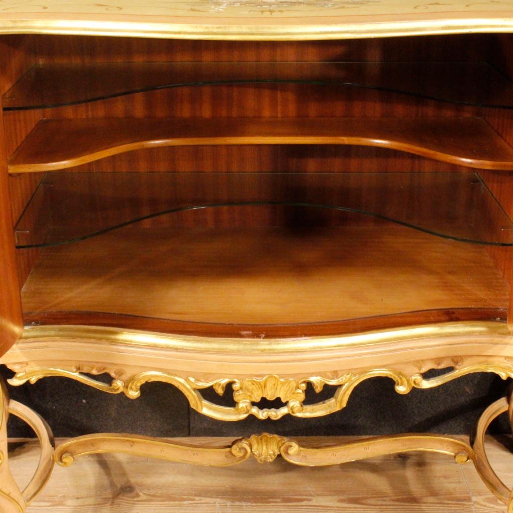 20th Century Yellow Lacquered, Painted, Gilt Wood Venetian Sideboard, 1950 3