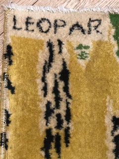 20th Century Yellow Orange Green Black, Zeki Muran Leopard Turkey Rug circa 1960