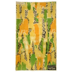 tapis de Turquie jaune orange vert noir:: léopard Zeki Muran:: 20ème siècle:: circa 1960